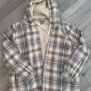 Carbon 2 cobalt fleece flannel hooded shirt/jacket women’s large